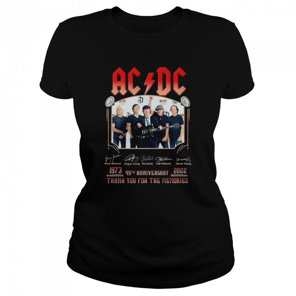 AC DC 1973-2022 49th Anniversary Thank You For The Memories Signatures Classic Women's T-shirt