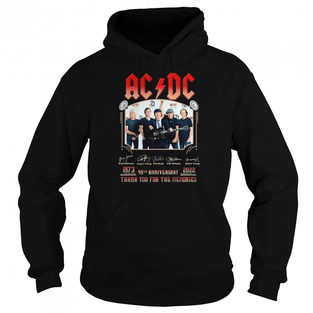 AC DC 1973-2022 49th Anniversary Thank You For The Memories Signatures Unisex Hoodie