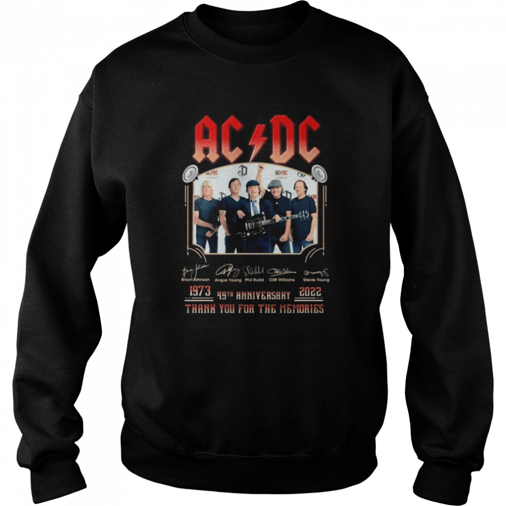 AC DC 1973-2022 49th Anniversary Thank You For The Memories Signatures Unisex Sweatshirt