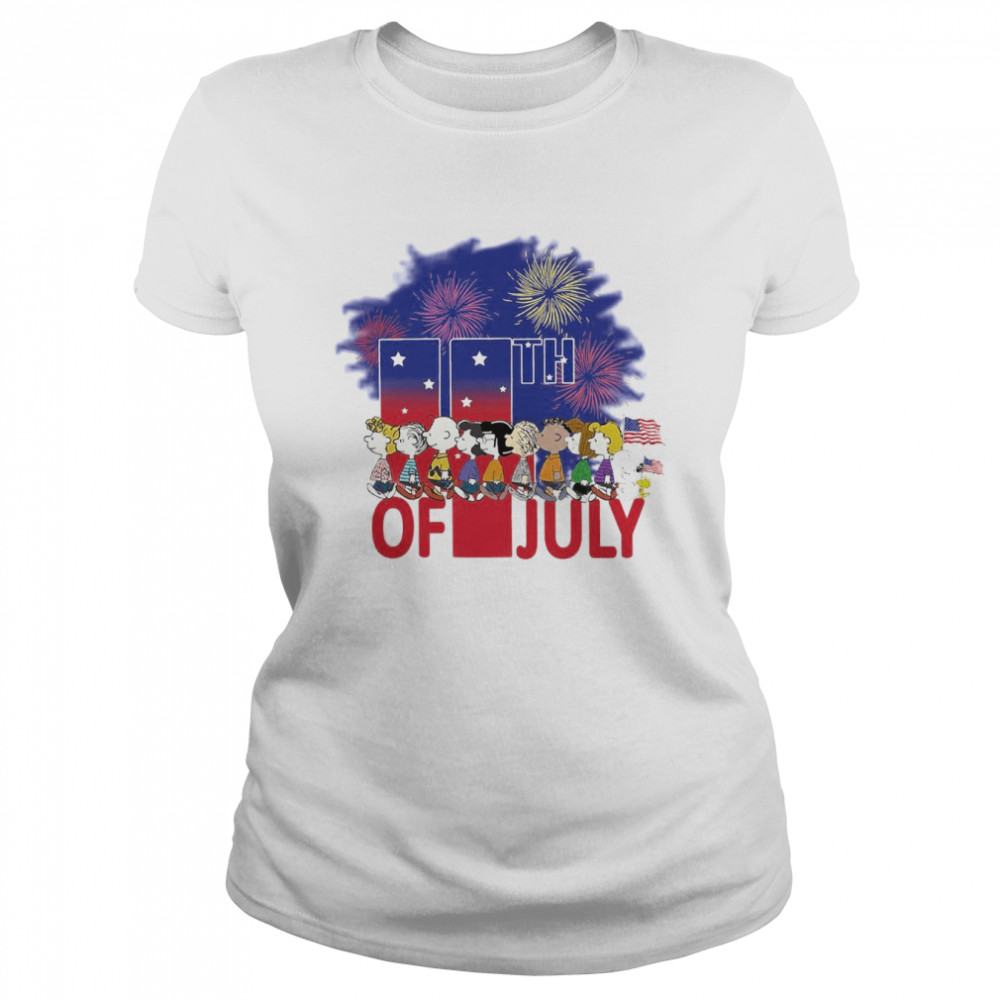 Snoopy And Charlie Brown Peanuts 4th Of July Classic Women's T-shirt