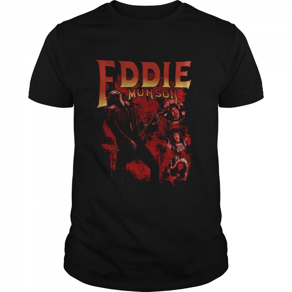 Vintage Eddie Munson Playing Guitar Strange Things shirt Classic Men's T-shirt
