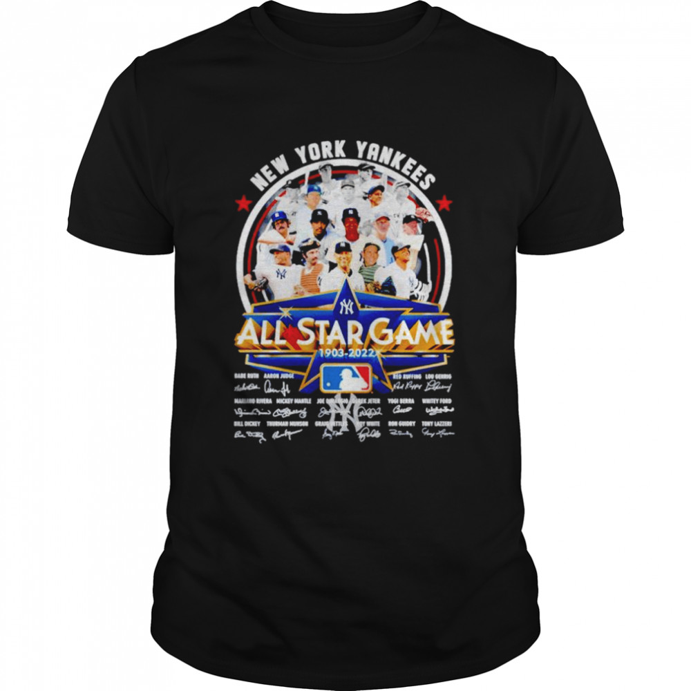 New York Yankees all star game 1903-2022 signatures shirt