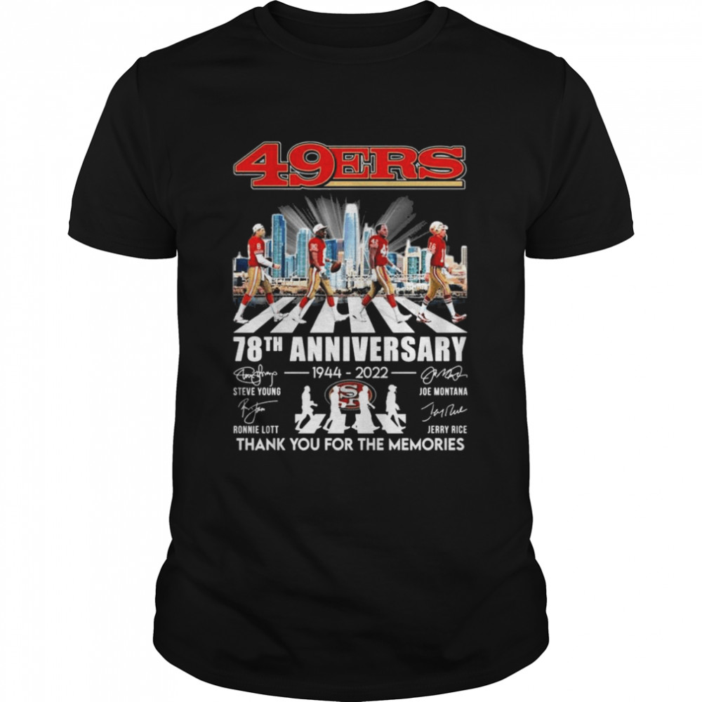 San Francisco 49ers 78th Anniversary 1944-2022 Team Abbey Road Signatures  Classic Men's T-shirt
