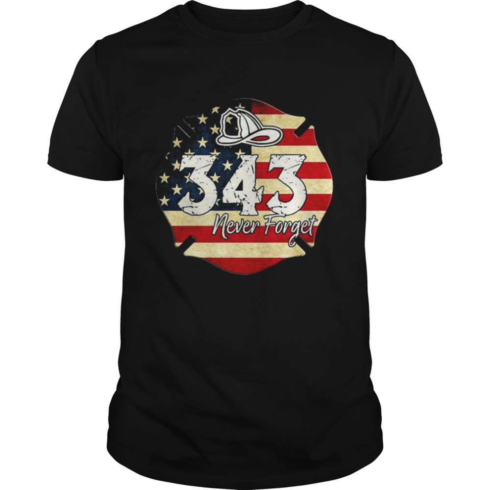 343 never forget American flag shirt