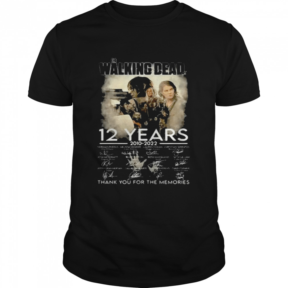 Gtafashionshop 12 years 2010 2022 The Walking Dead Signatures Thank You For The Memories T-Shirt