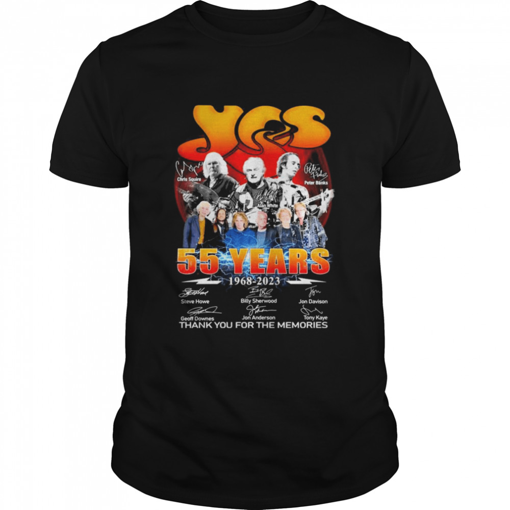 YES Band 55 Years 1968-2023 Signatures Thank You For The Memories Shirt