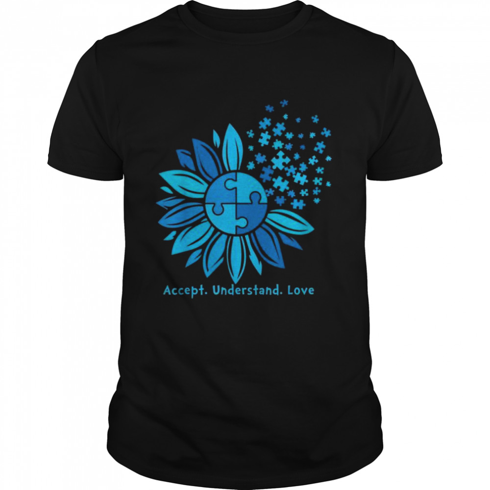Accept understand love sunflower autism awareness and support shirt