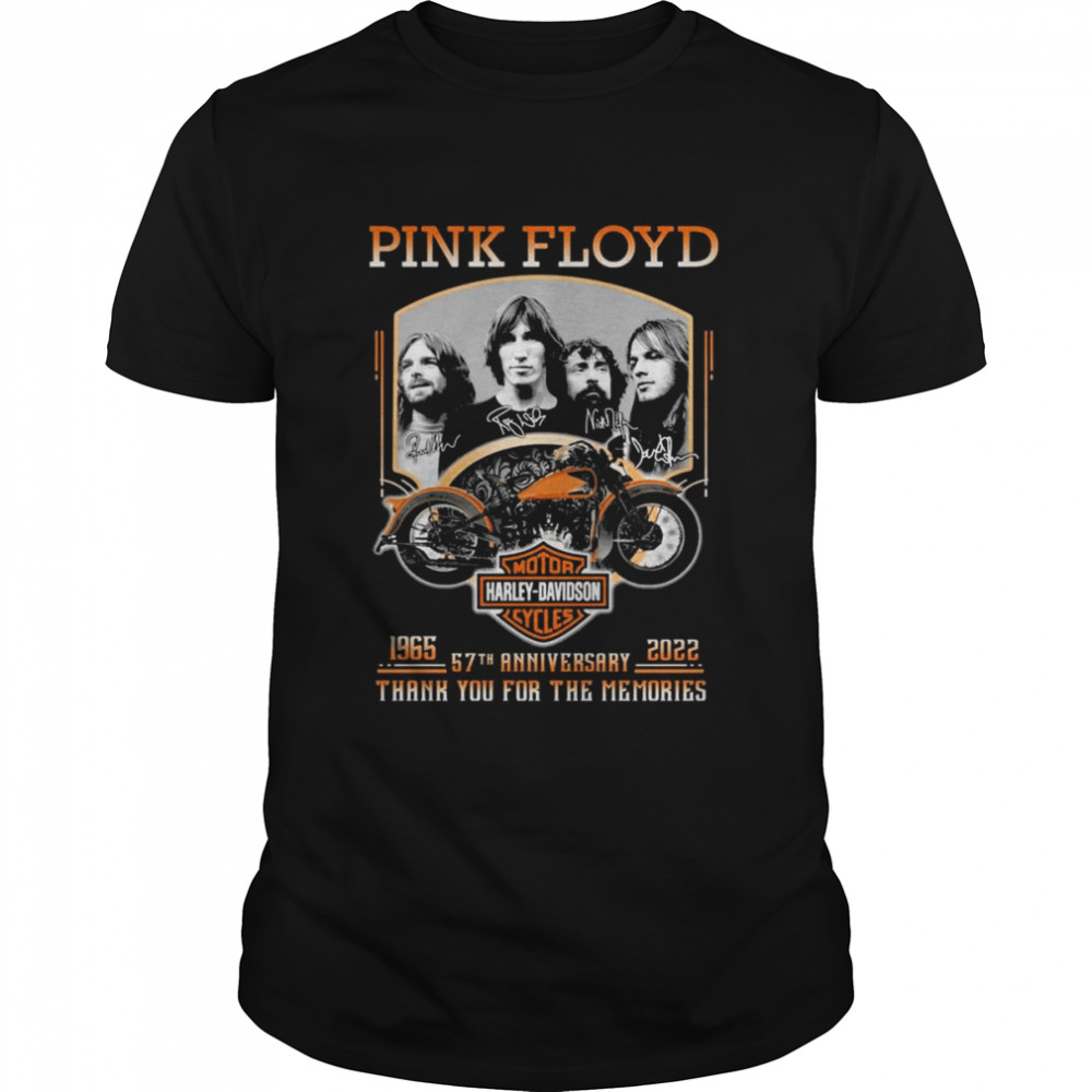 1965-2022 Pink Floyd Harley-Davidson 57th Anniversary Thank You For The Memories Signatures Shirt