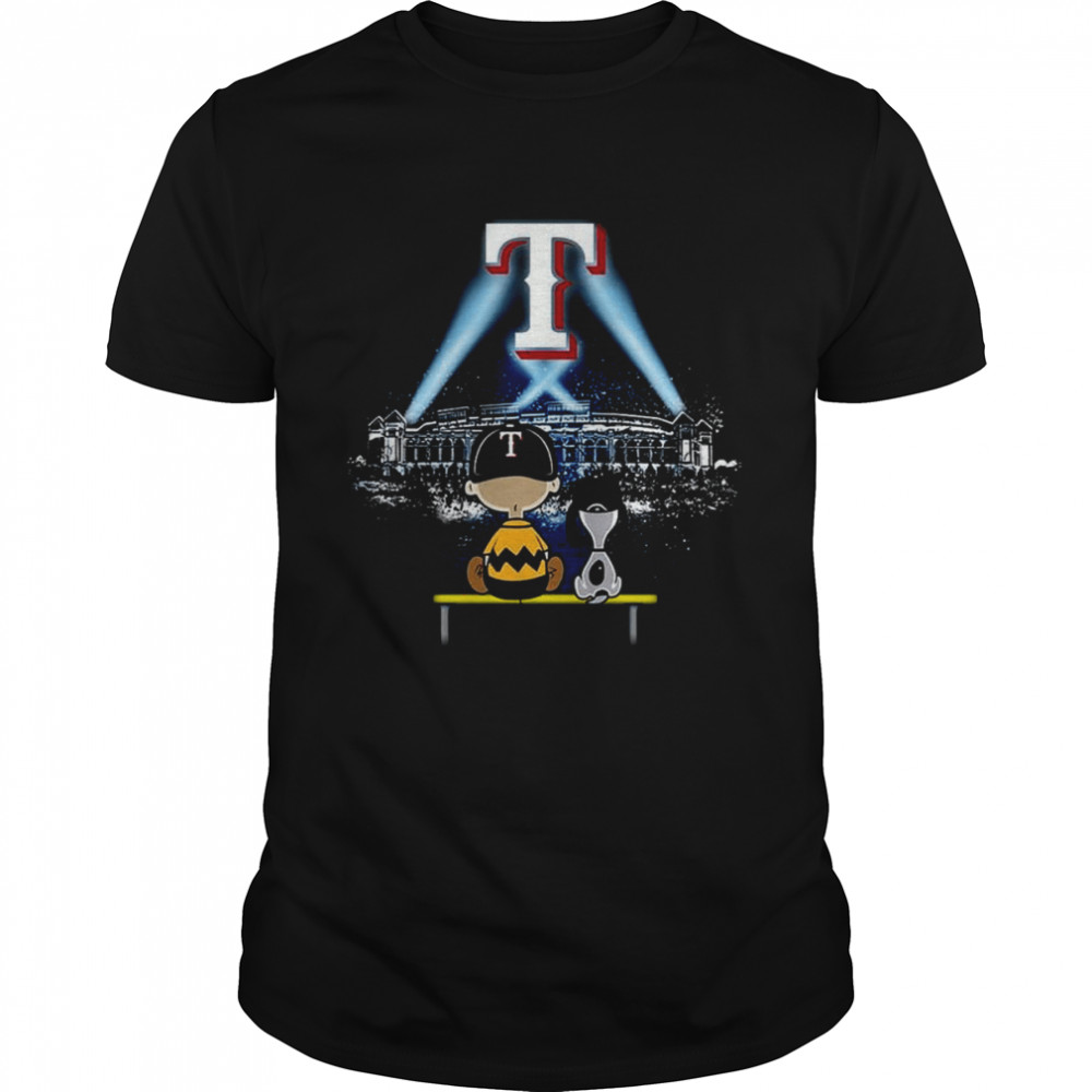 Charlie Brown And Snoopy Watching Texas City Texas Rangers shirt