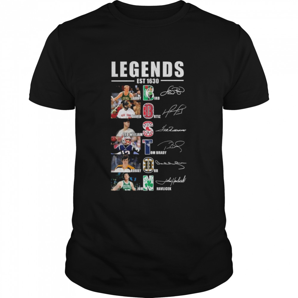 Legends Est 1630 Boston Sports Team Signatures Shirt