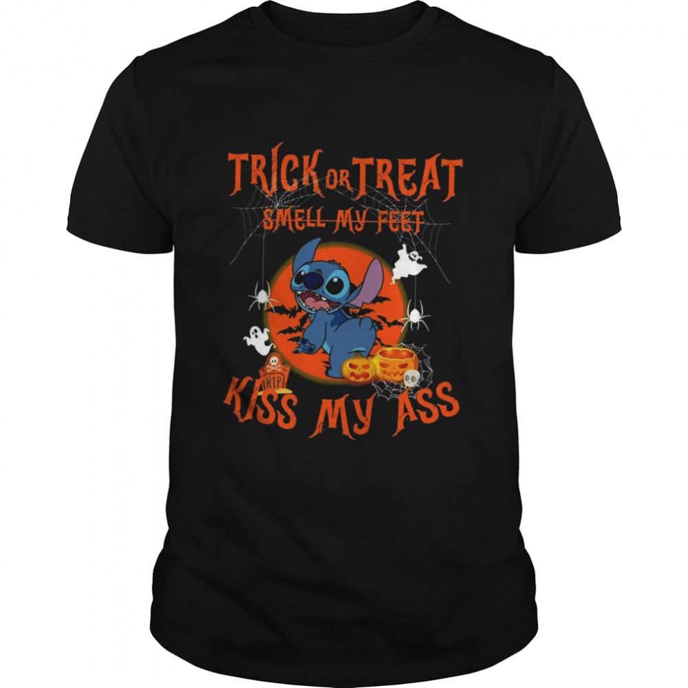 Smell My Feet Kiss My Ass Stitch Design For Halloween Graphic Trick Or Treat shirt