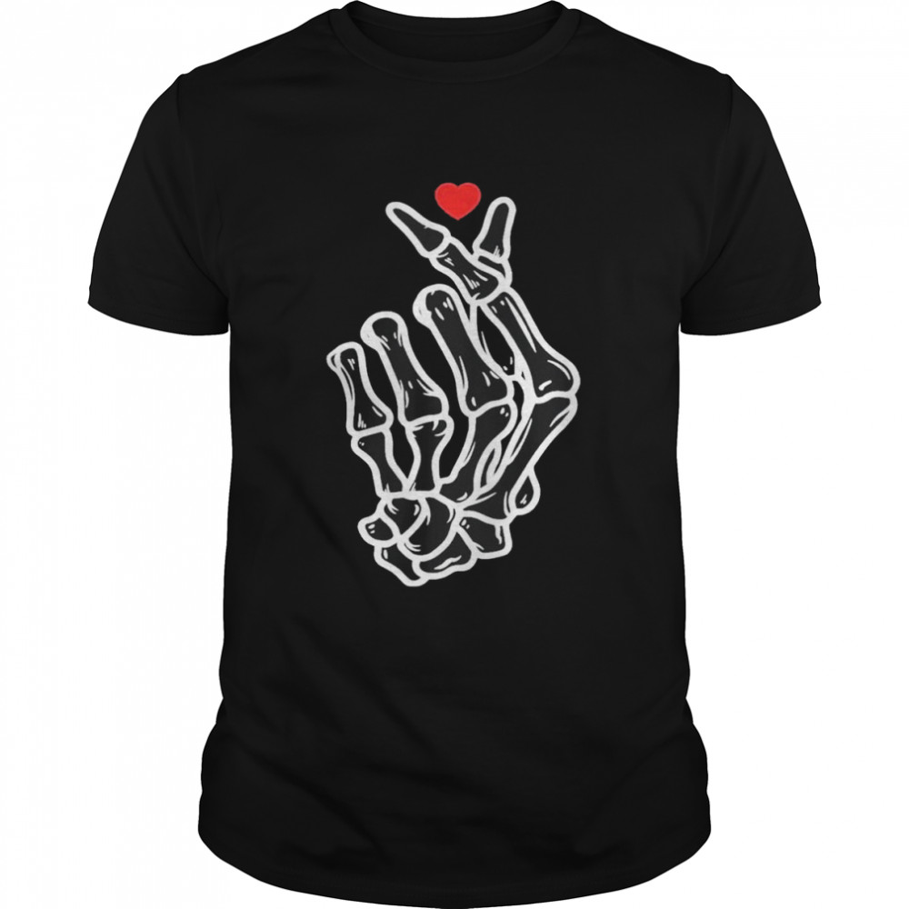 2022 korean hand Sign Finger Heart Hand I Love You Skeleton Hand T-Shirt