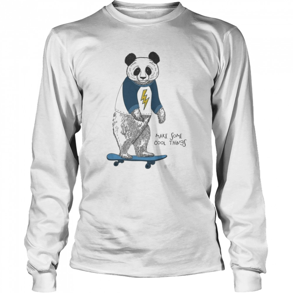 Cool Panda Skateboarding Flash Storm Skate Board Make Some Things shirt Long Sleeved T-shirt