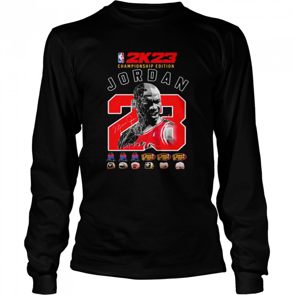 Legend Michael Jordan NBA 2K23 Championship Edition Signature  Long Sleeved T-shirt