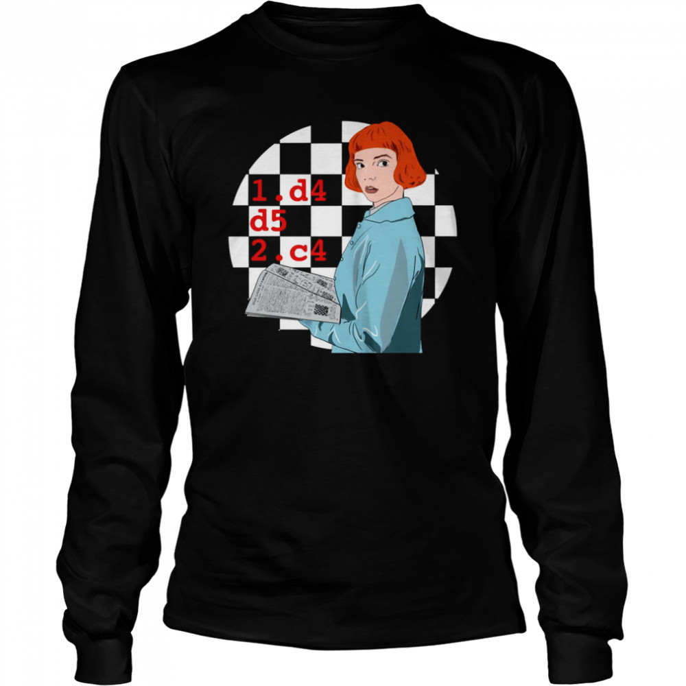 D4 D5 C4 Queens Gambit Chess shirt Long Sleeved T-shirt