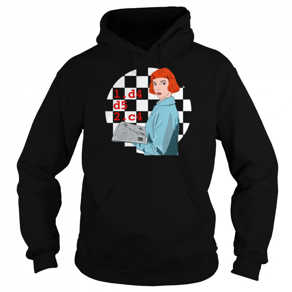 D4 D5 C4 Queens Gambit Chess shirt Unisex Hoodie