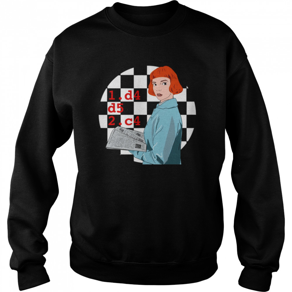 D4 D5 C4 Queens Gambit Chess shirt Unisex Sweatshirt