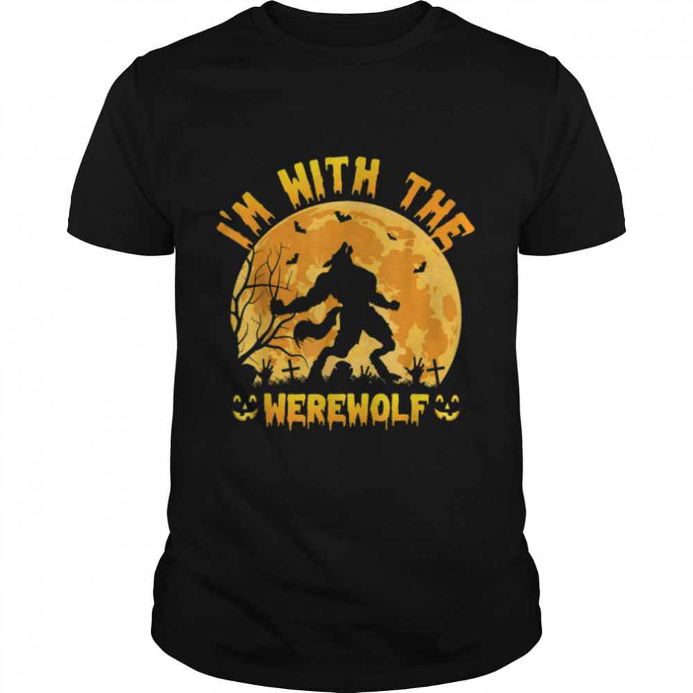 I'M With The Werewolf Halloween Costume Monster Pumpkin T- B0B7JBRPH8 Classic Men's T-shirt