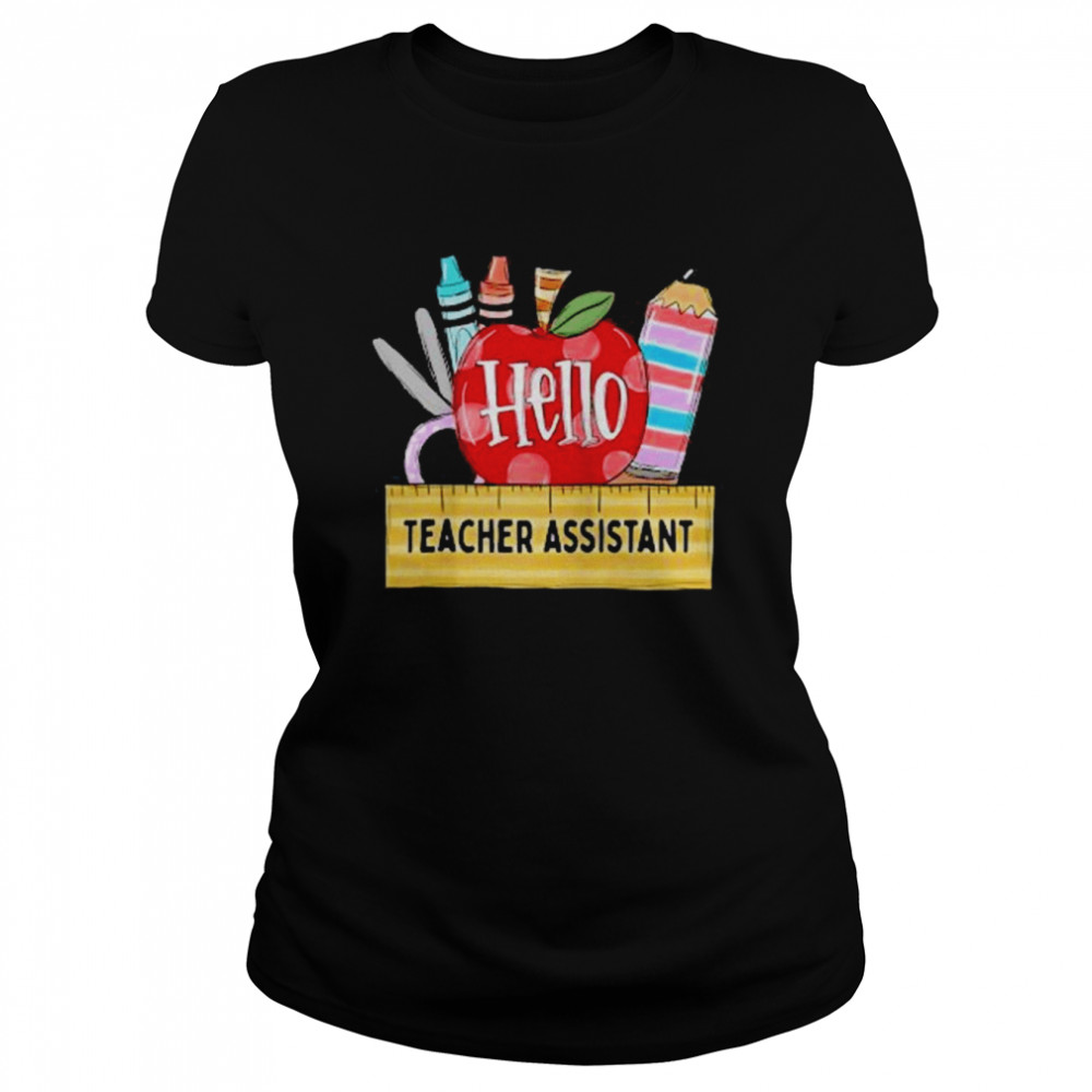 Mens Hello Teacher Assistant , Apple Teacher Classic Women's T-shirt