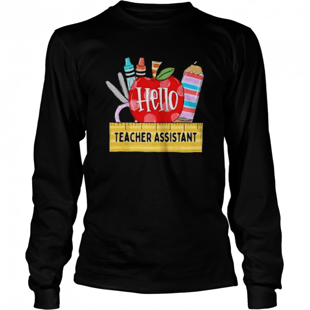 Mens Hello Teacher Assistant , Apple Teacher Long Sleeved T-shirt