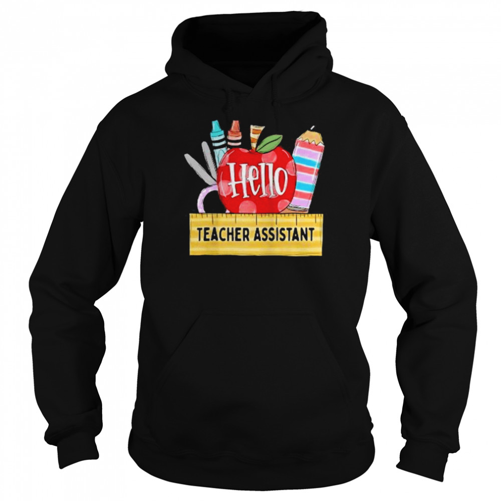 Mens Hello Teacher Assistant , Apple Teacher Unisex Hoodie