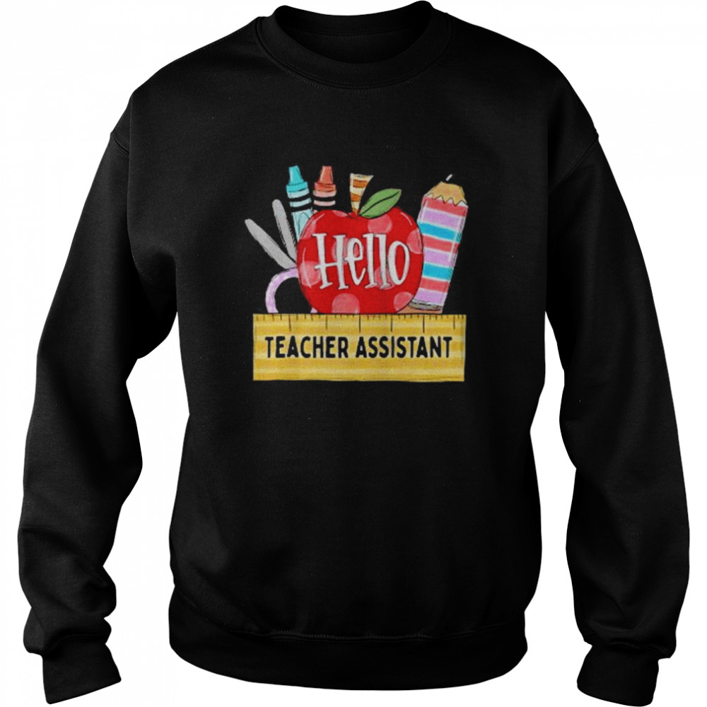 Mens Hello Teacher Assistant , Apple Teacher Unisex Sweatshirt