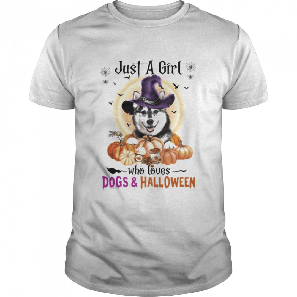 Husky Dog Just A Girl Who Loves Dogs And Halloween  Classic Men's T-shirt