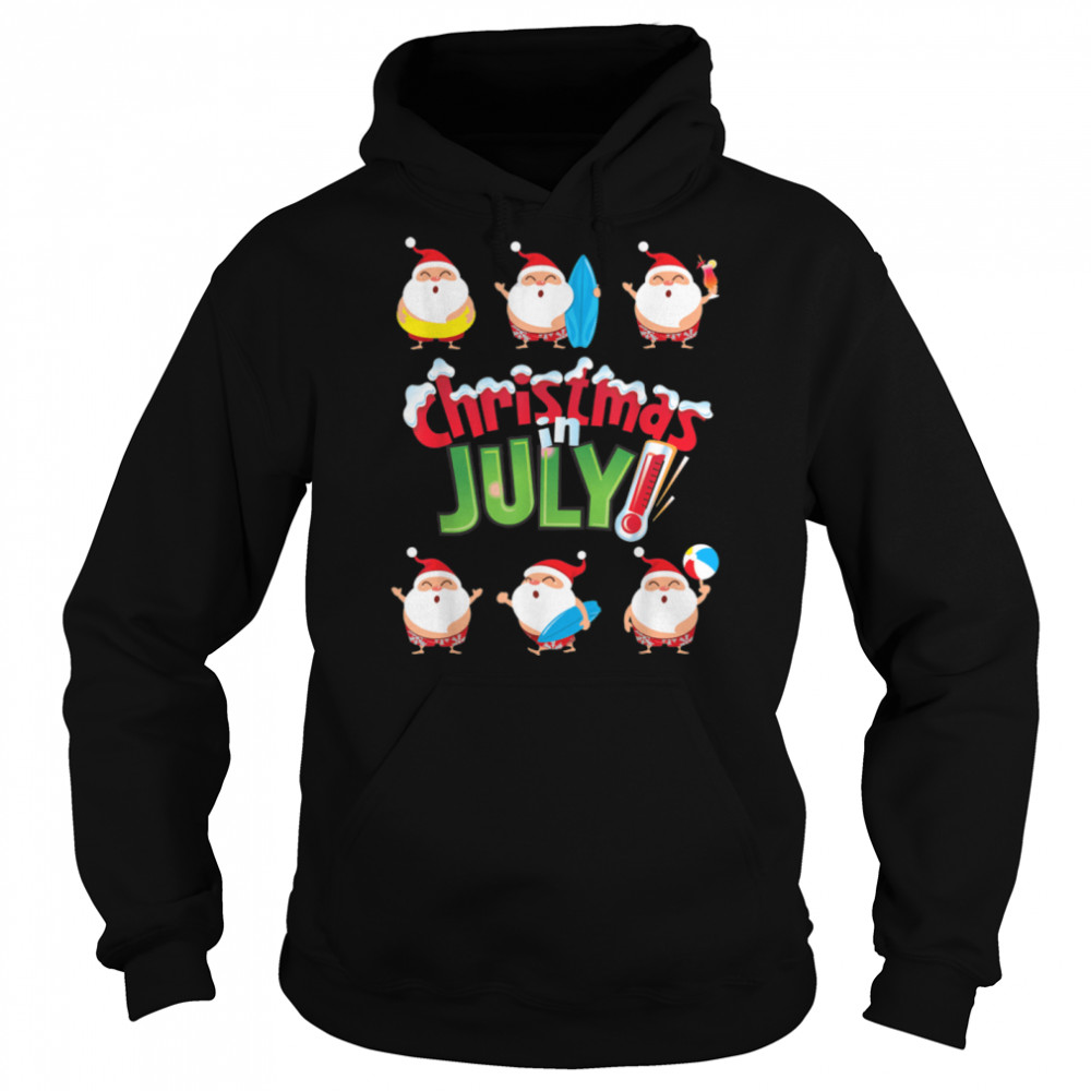 Funny Christmas in July Summer Beach Vacation Pool T- B098QN3M2Y Unisex Hoodie