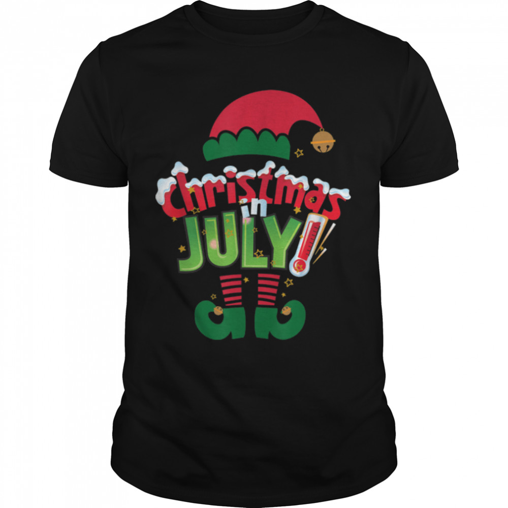 Funny Christmas in July Summer Elf Santa Xmas T- B099W9Q311 Classic Men's T-shirt