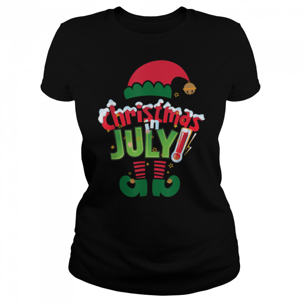 Funny Christmas in July Summer Elf Santa Xmas T- B099W9Q311 Classic Women's T-shirt