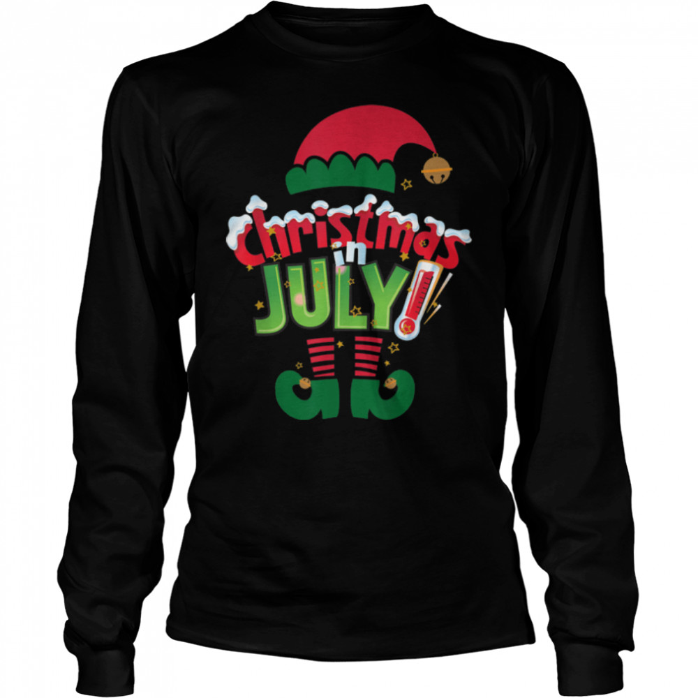 Funny Christmas in July Summer Elf Santa Xmas T- B099W9Q311 Long Sleeved T-shirt