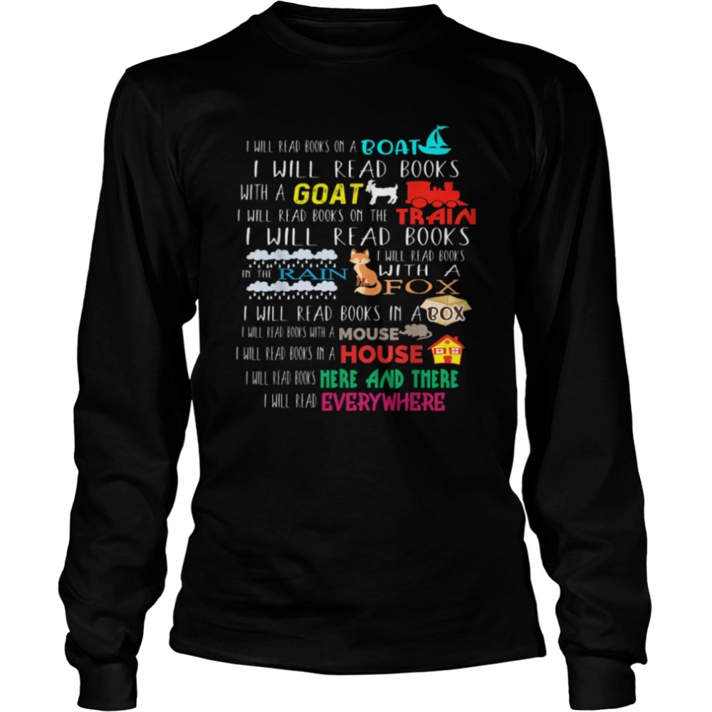 I Will Read Books On A Boat & Everywhere Reading Gifts Kids T- B08GT4S4L9 Long Sleeved T-shirt