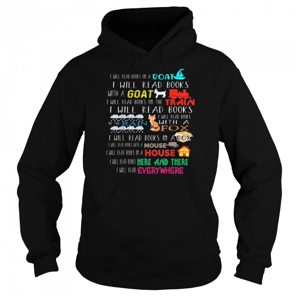 I Will Read Books On A Boat & Everywhere Reading Gifts Kids T- B08GT4S4L9 Unisex Hoodie