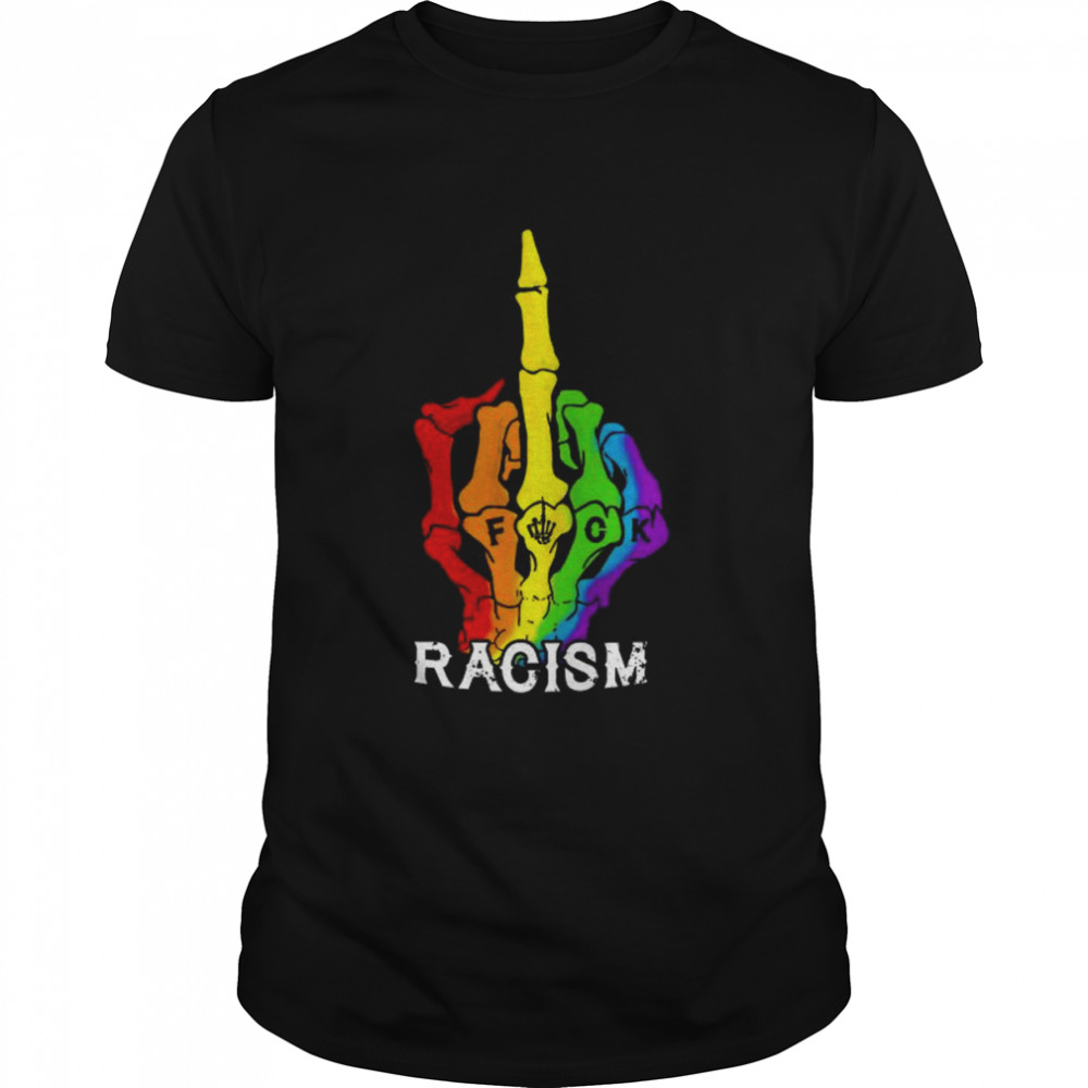 LGBT Skeleton Hand fuck racism shirt Classic Men's T-shirt