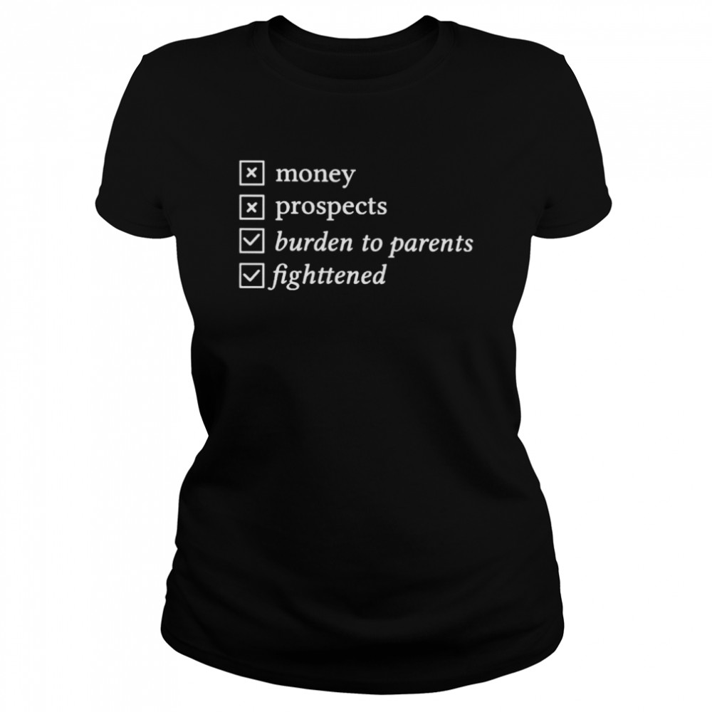 Money prospects burden to parents fighttened shirt Classic Women's T-shirt