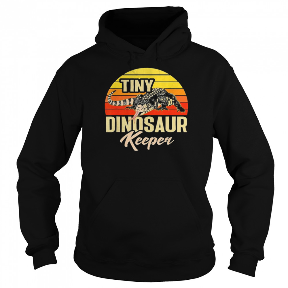 Tegu Lizard Reptile Tiny Dinosaur Keeper Retro Herpetologist T- Unisex Hoodie