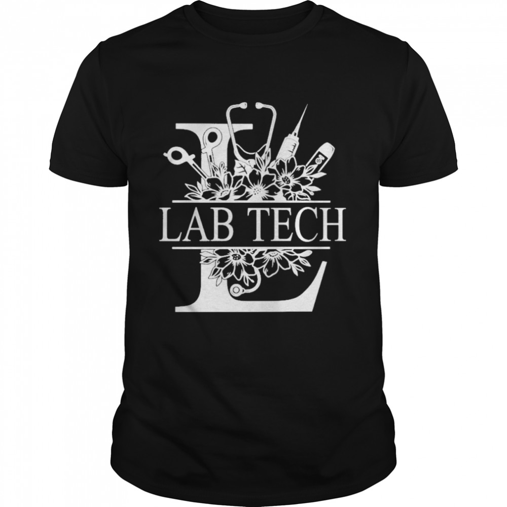 Nurse Split Floral Frame Lab Tech  Classic Men's T-shirt