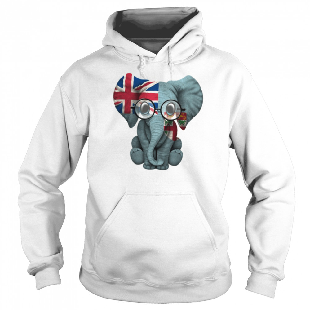 Baby Elephant With Glasses And Fiji Flag shirt Unisex Hoodie