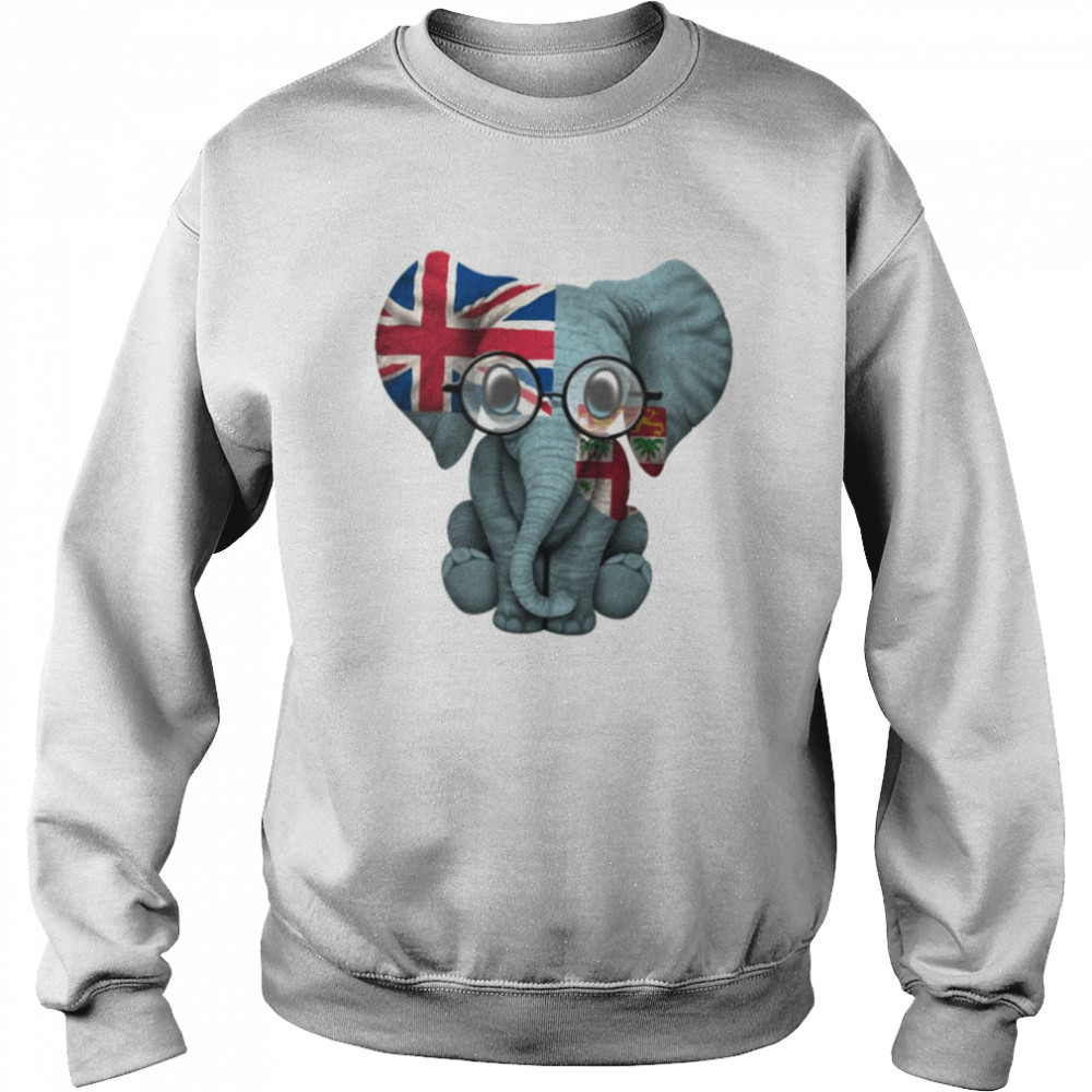 Baby Elephant With Glasses And Fiji Flag shirt Unisex Sweatshirt