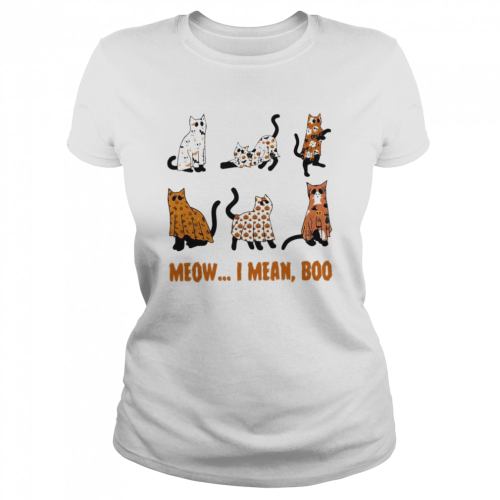 Black Cat meow I mean Boo Happy Halloween shirt Classic Women's T-shirt