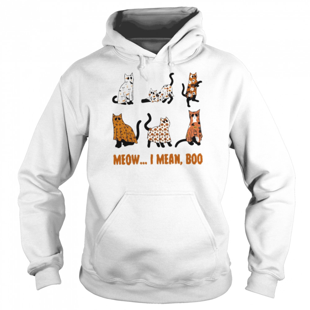 Black Cat meow I mean Boo Happy Halloween shirt Unisex Hoodie