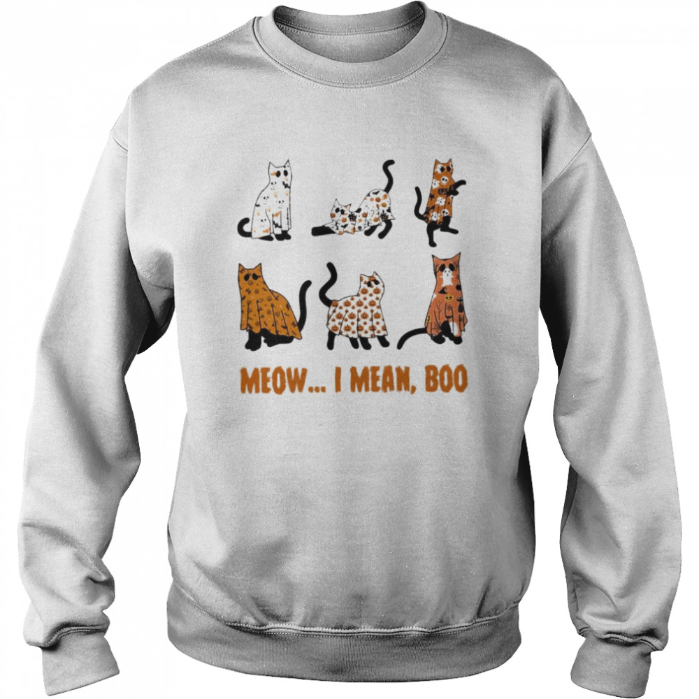 Black Cat meow I mean Boo Happy Halloween shirt Unisex Sweatshirt