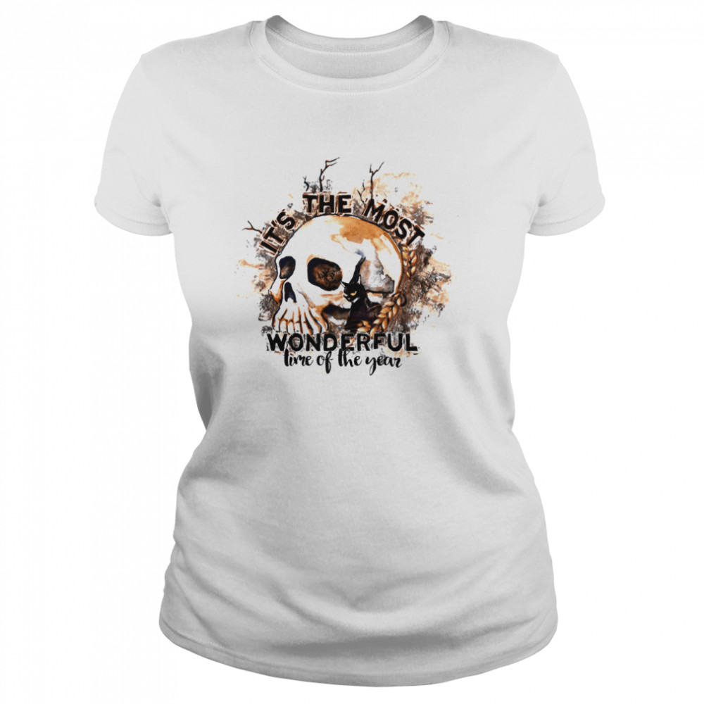 It’s The Most Wonderful Time Of The Year Skeleton Skull Halloween T- Classic Women's T-shirt