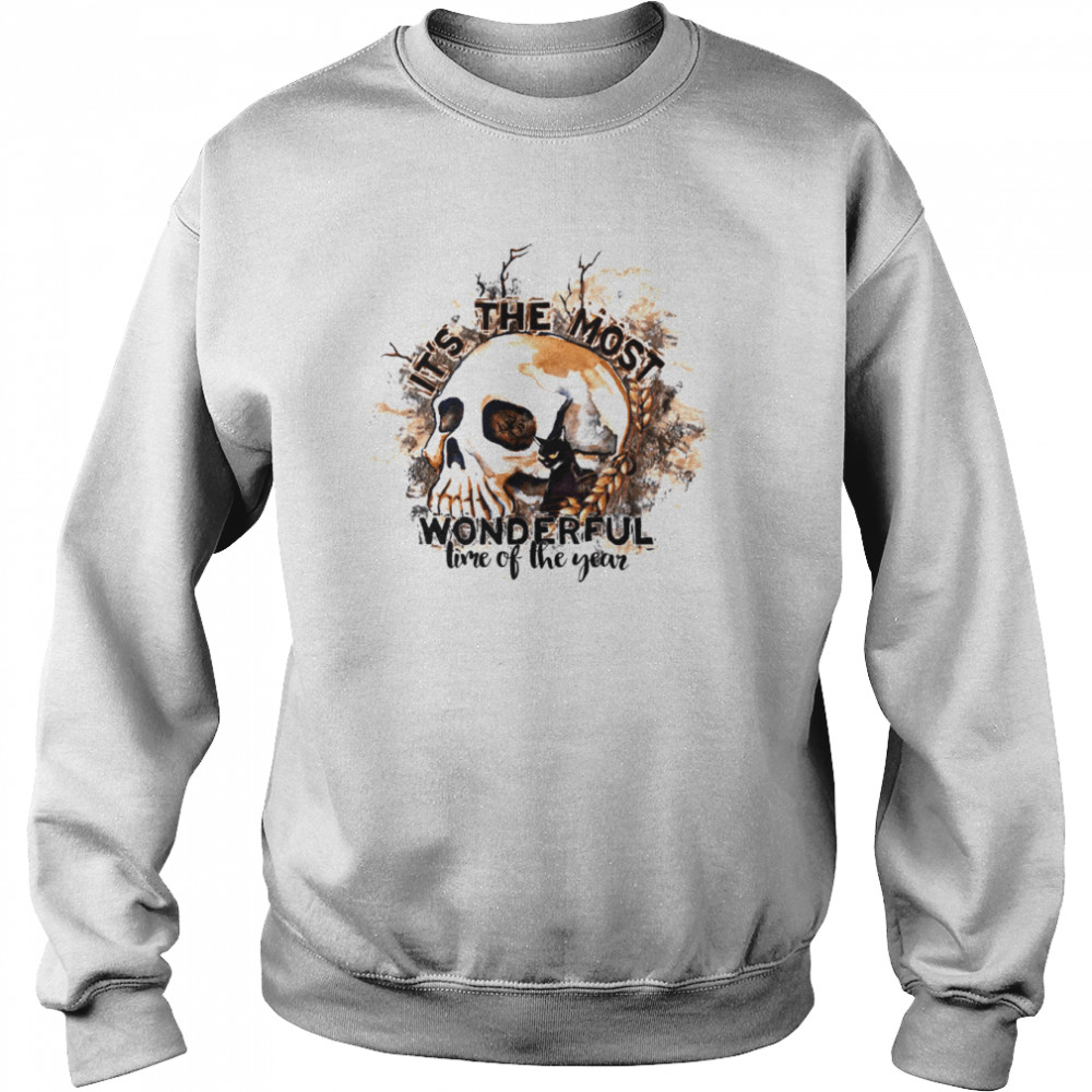 It’s The Most Wonderful Time Of The Year Skeleton Skull Halloween T- Unisex Sweatshirt