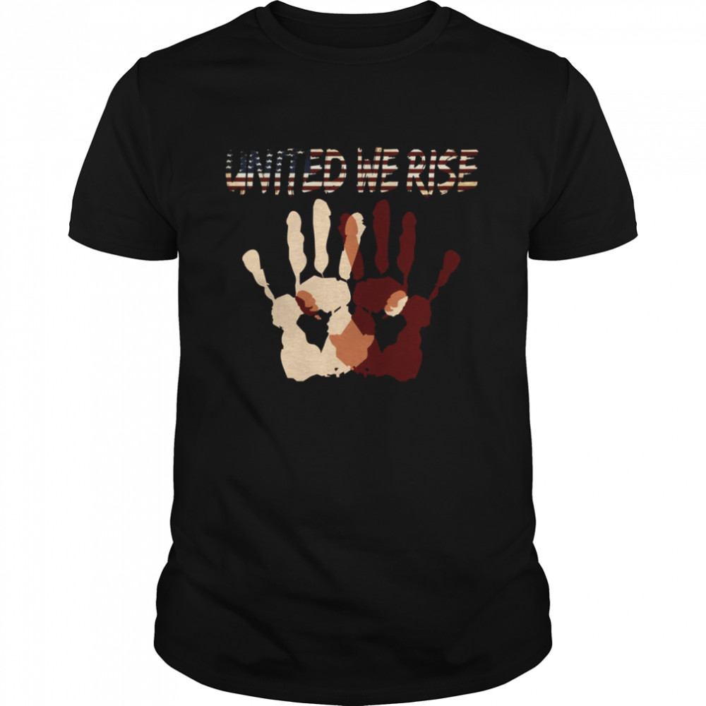 US Flag Black & White Hands United We Rise shirt Classic Men's T-shirt