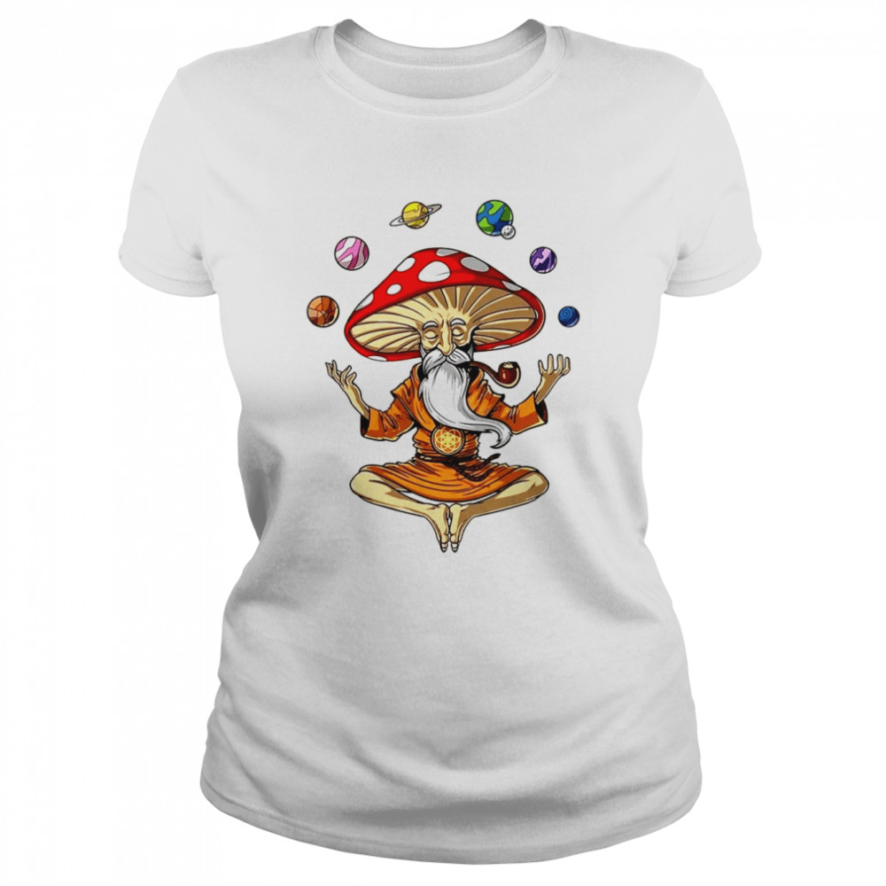 Buddha Planet Meditation Zen Magic Mushroom Om Yoga T- Classic Women's T-shirt