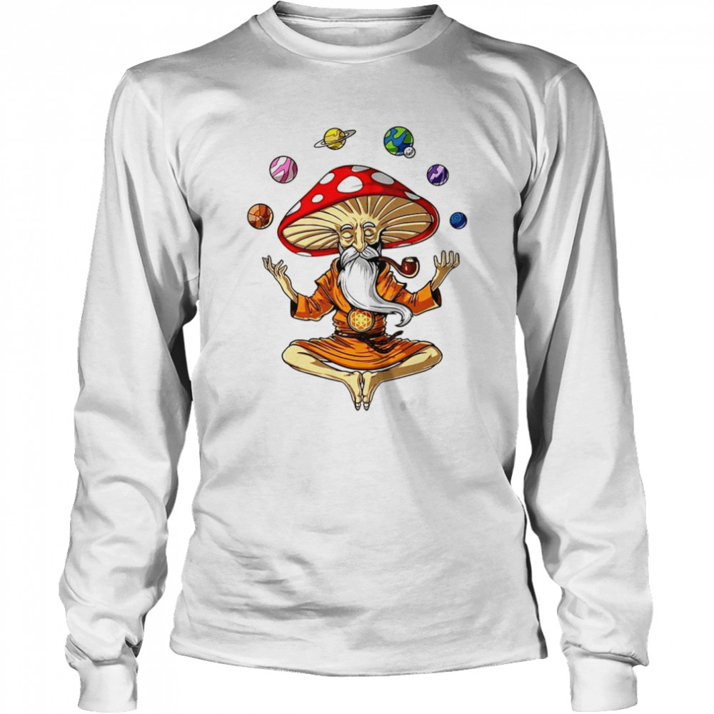 Buddha Planet Meditation Zen Magic Mushroom Om Yoga T- Long Sleeved T-shirt