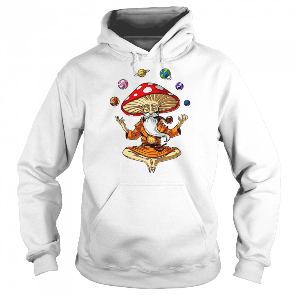 Buddha Planet Meditation Zen Magic Mushroom Om Yoga T- Unisex Hoodie