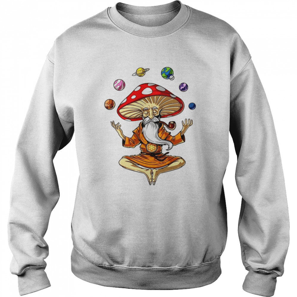 Buddha Planet Meditation Zen Magic Mushroom Om Yoga T- Unisex Sweatshirt