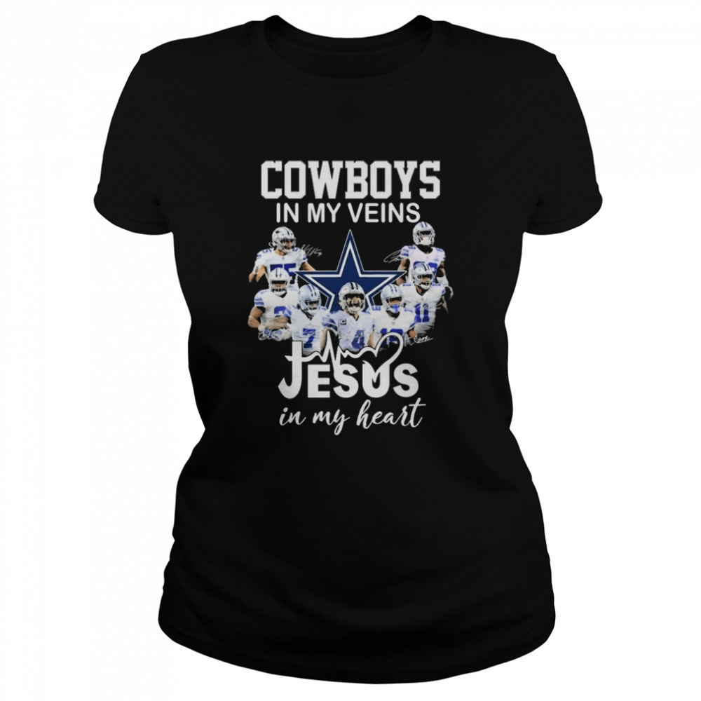 Dallas Cowboys Shirt, Cowboys In My Veins Jeus In My Heart Signatures T- Shirt - Bring Your Ideas, Thoughts And Imaginations Into Reality Today